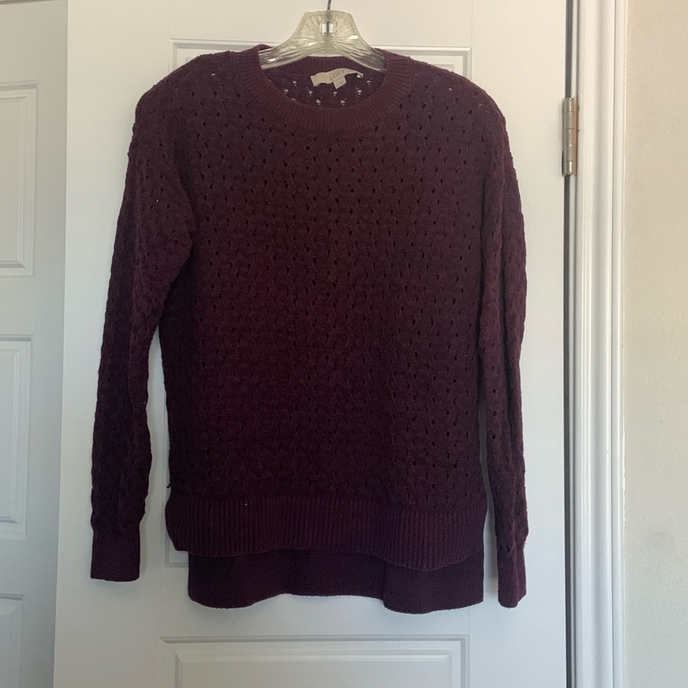 Ann Taylor Loft Dark Purple Knit Pullover Sweater Size Medium